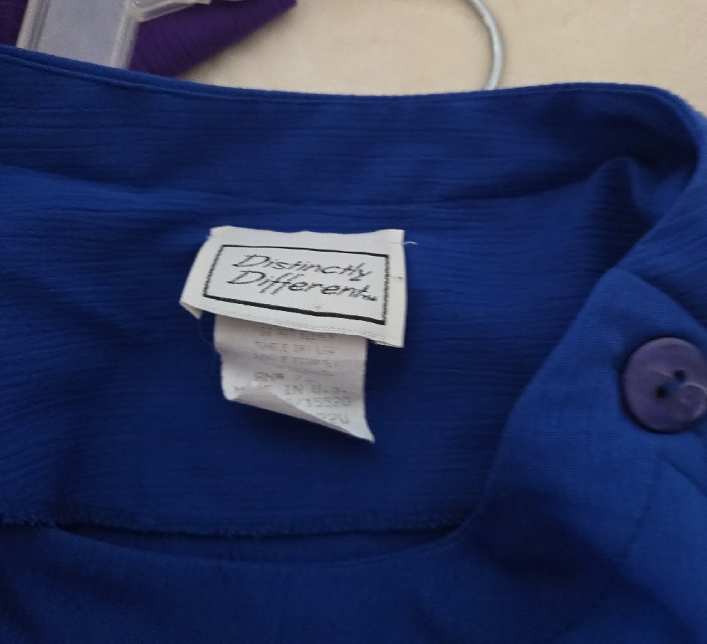 Distinctly Different Plus Size Blue Button-Shoulder Top - Picture 3 of 4